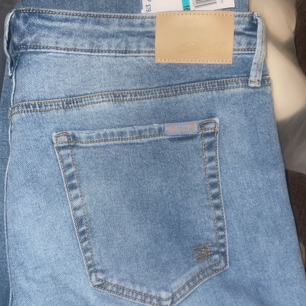 Seven7 Blue Flare Wide Leg Jeans Vintage Style - Picture 5 of 5